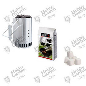 Kit ciminiera di accensione + 2 kg bricchetti + 12 cubetti accendifuoco